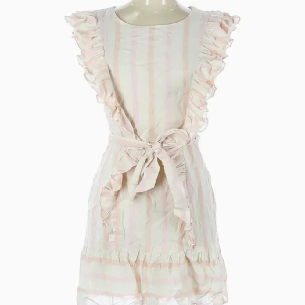 VICI CHELSEA COTTON STRIPED RUFFLE DRESS MEDIUM - Picture 5 of 7